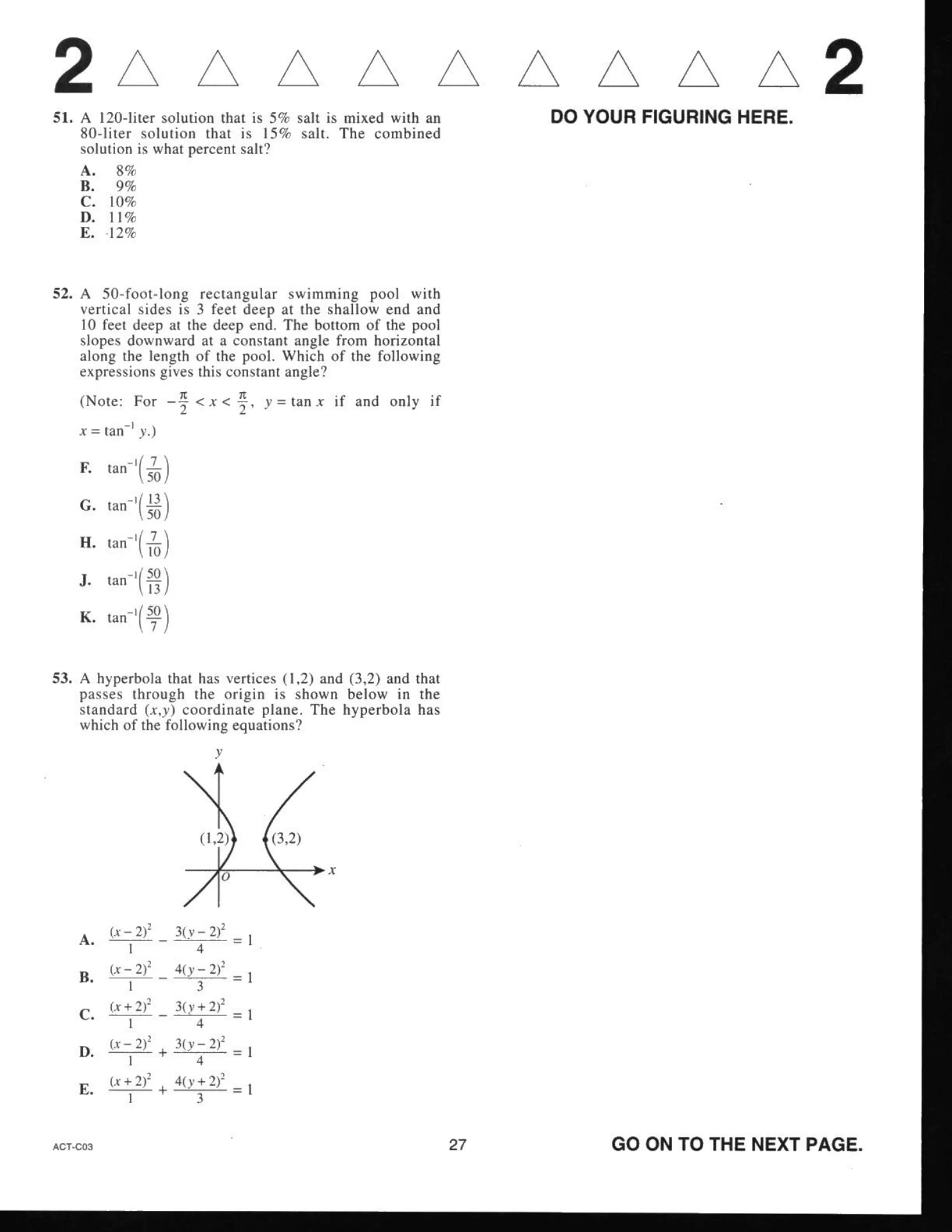 Source page for act-december-2019-form-c03-math-052