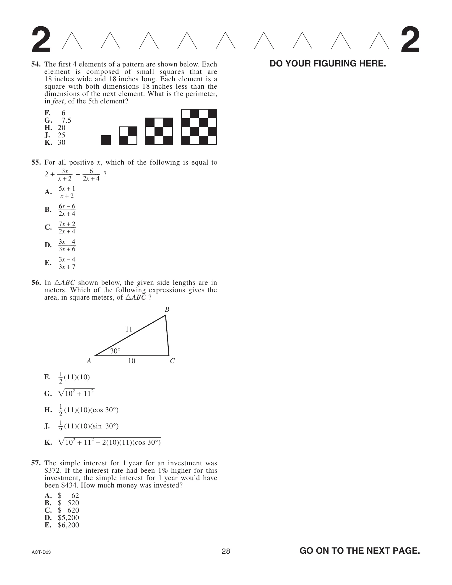 Source page for act-december-2020-form-d03-math-055