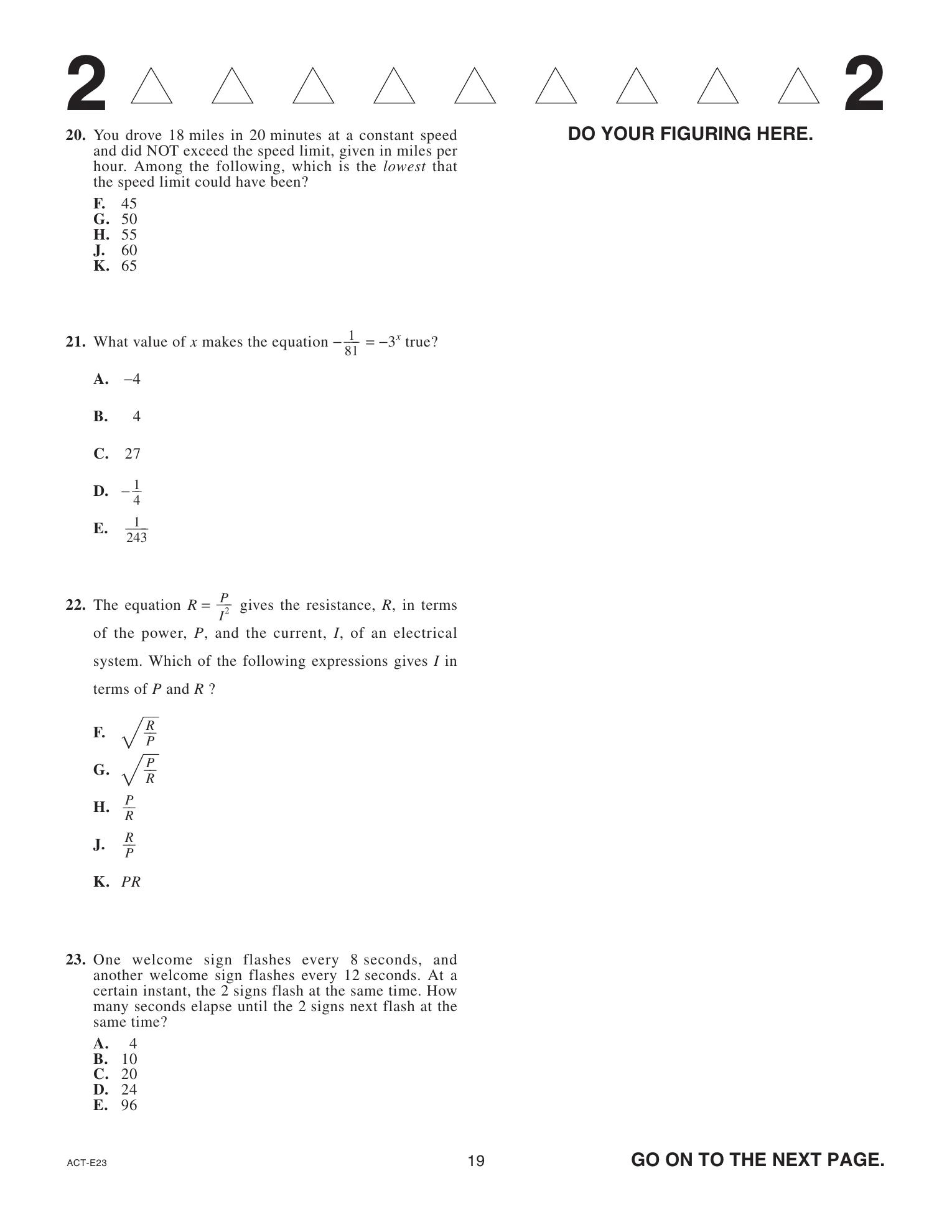 Source page for act-december-2021-form-e23-math-021