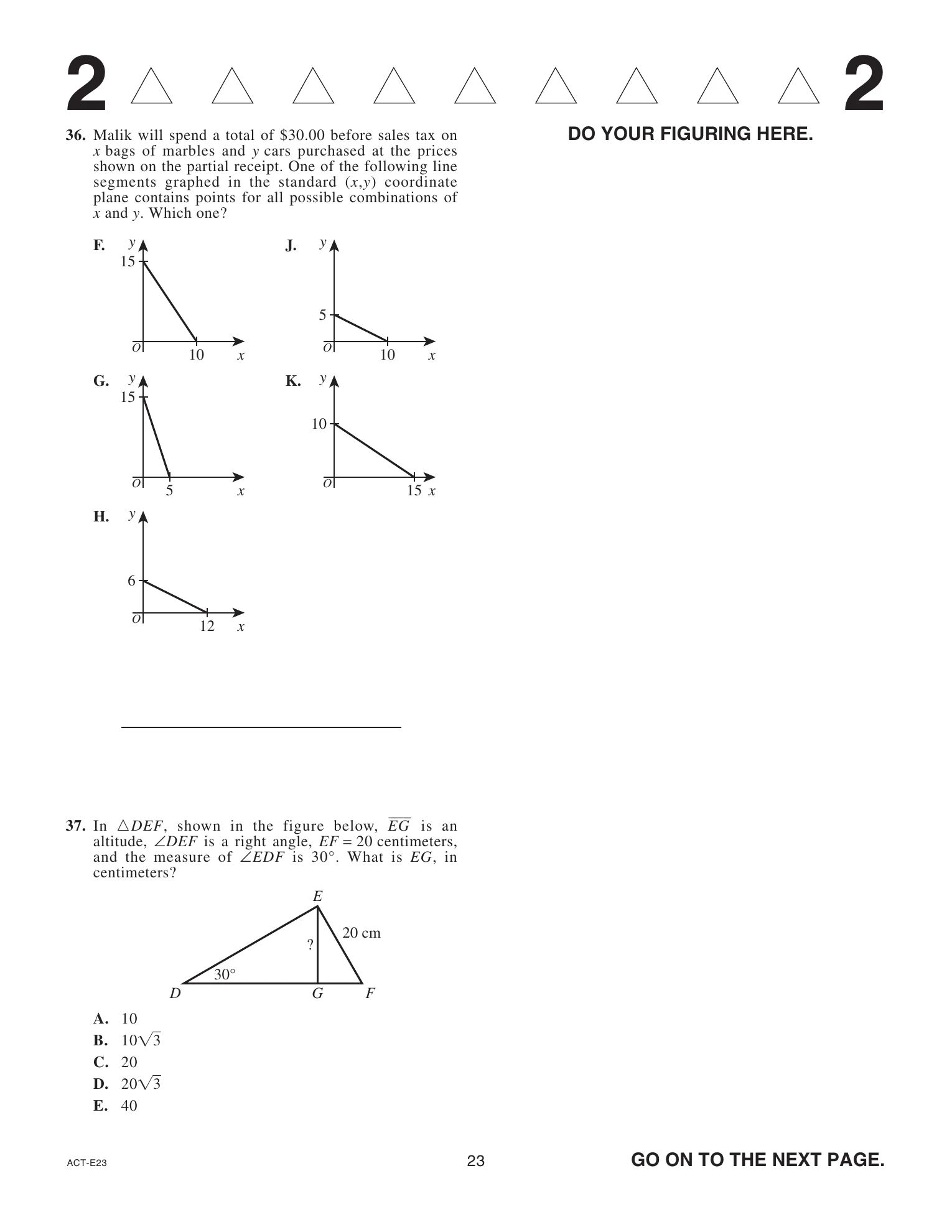 Source page for act-december-2021-form-e23-math-036