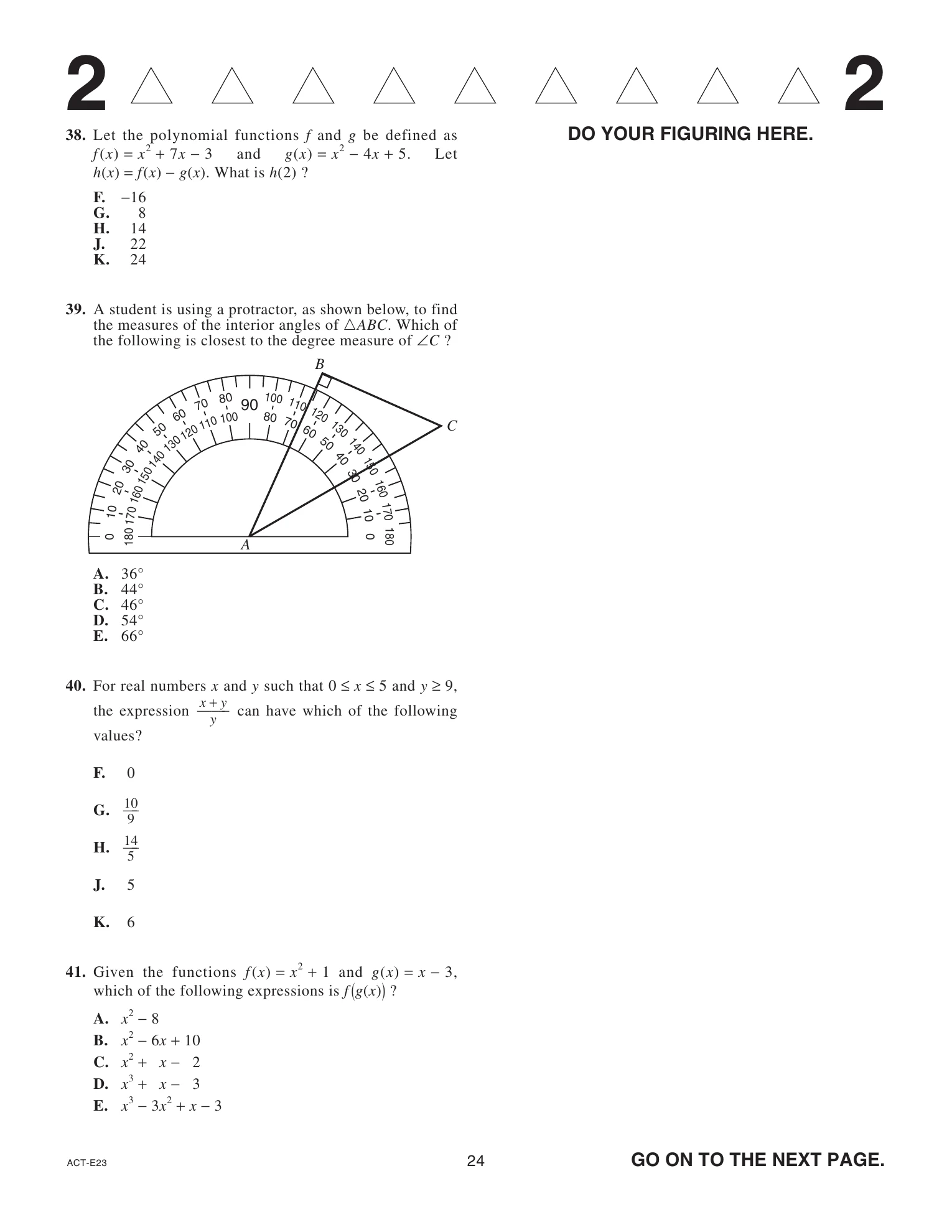 Source page for act-december-2021-form-e23-math-040