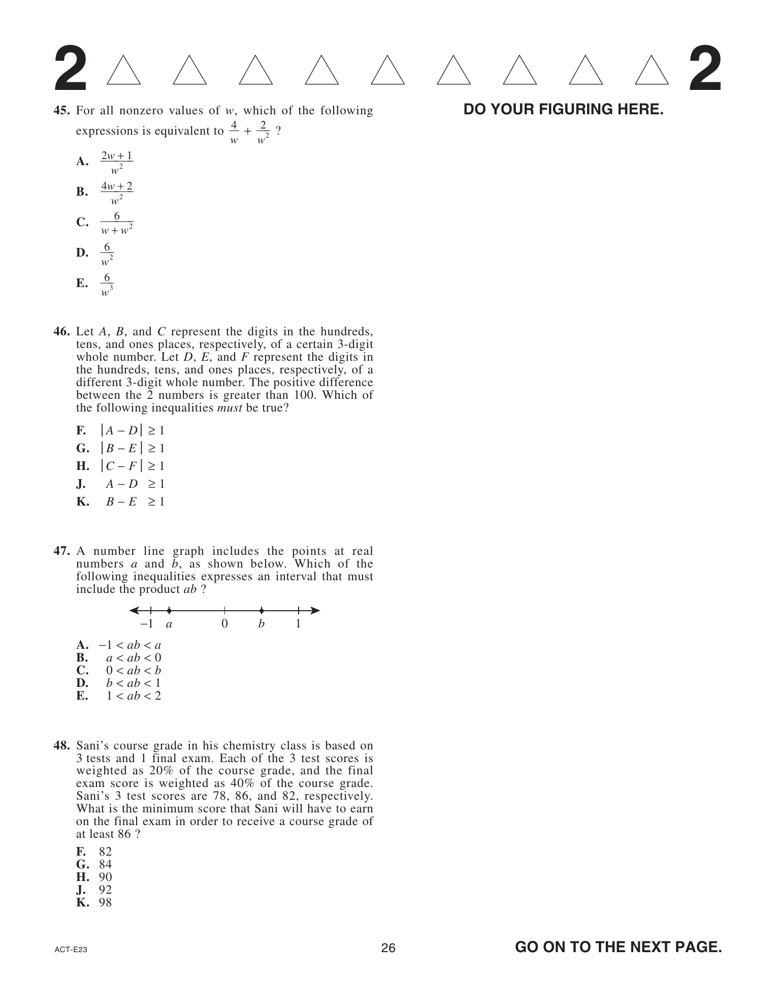 Source page for act-december-2021-form-e23-math-045
