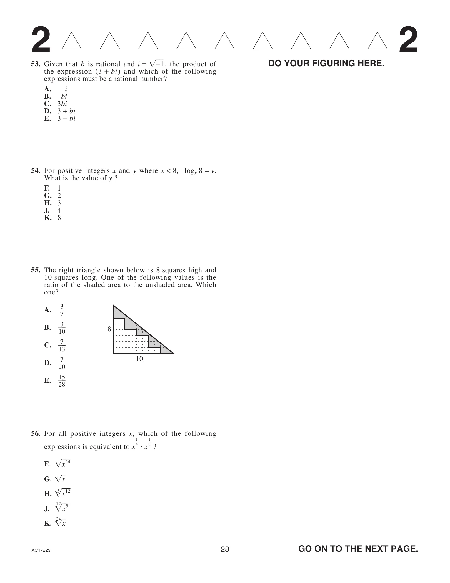 Source page for act-december-2021-form-e23-math-055