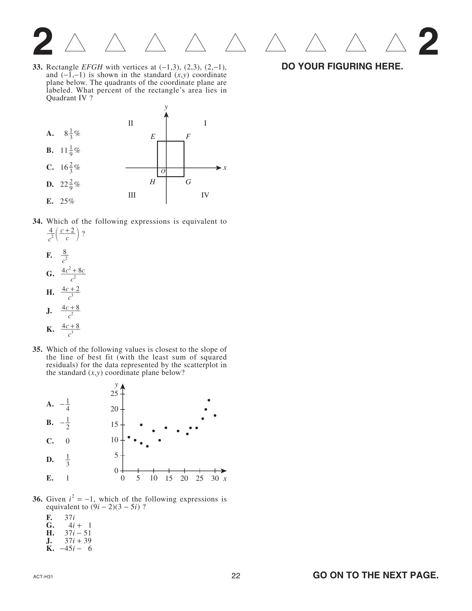 Source page for act-december-2024-form-h31-math-034