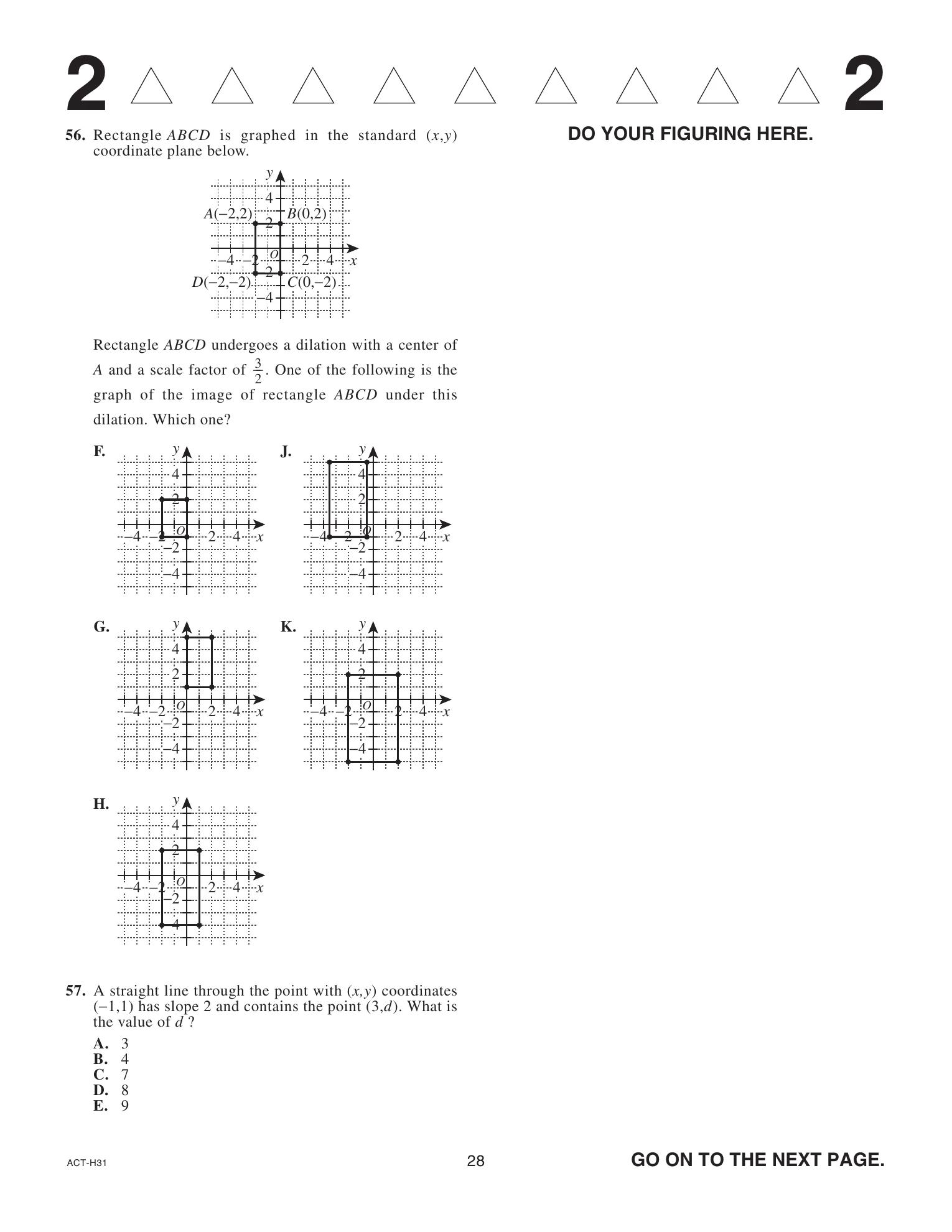 Source page for act-december-2024-form-h31-math-057