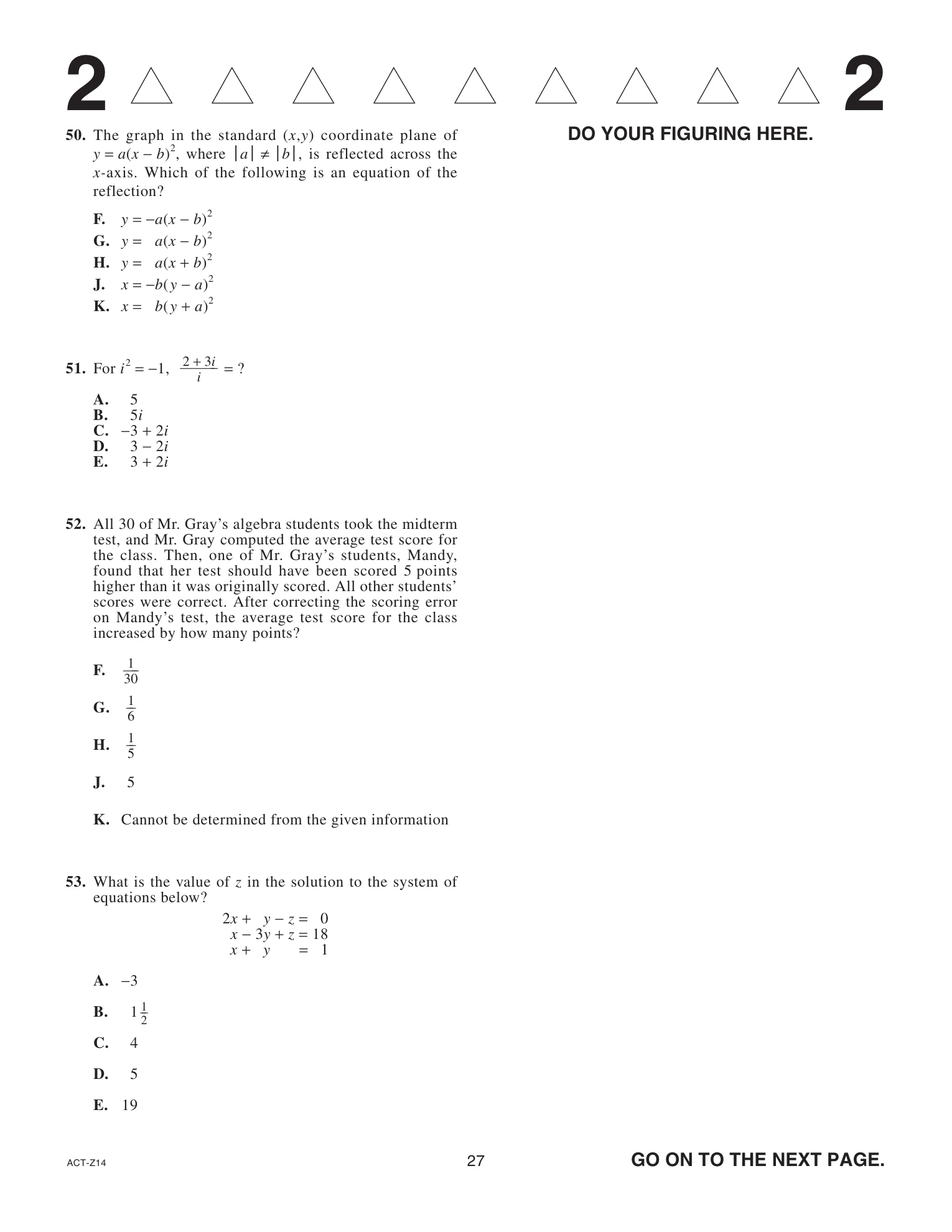 Source page for act-february-2025-form-z14-math-052
