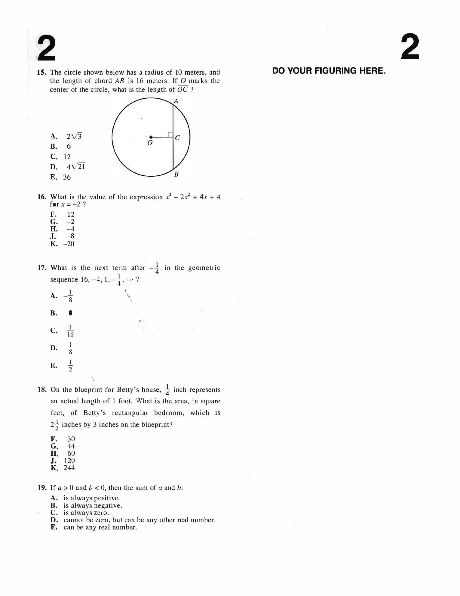 Source page for act-january-2001-form-56b-math-015