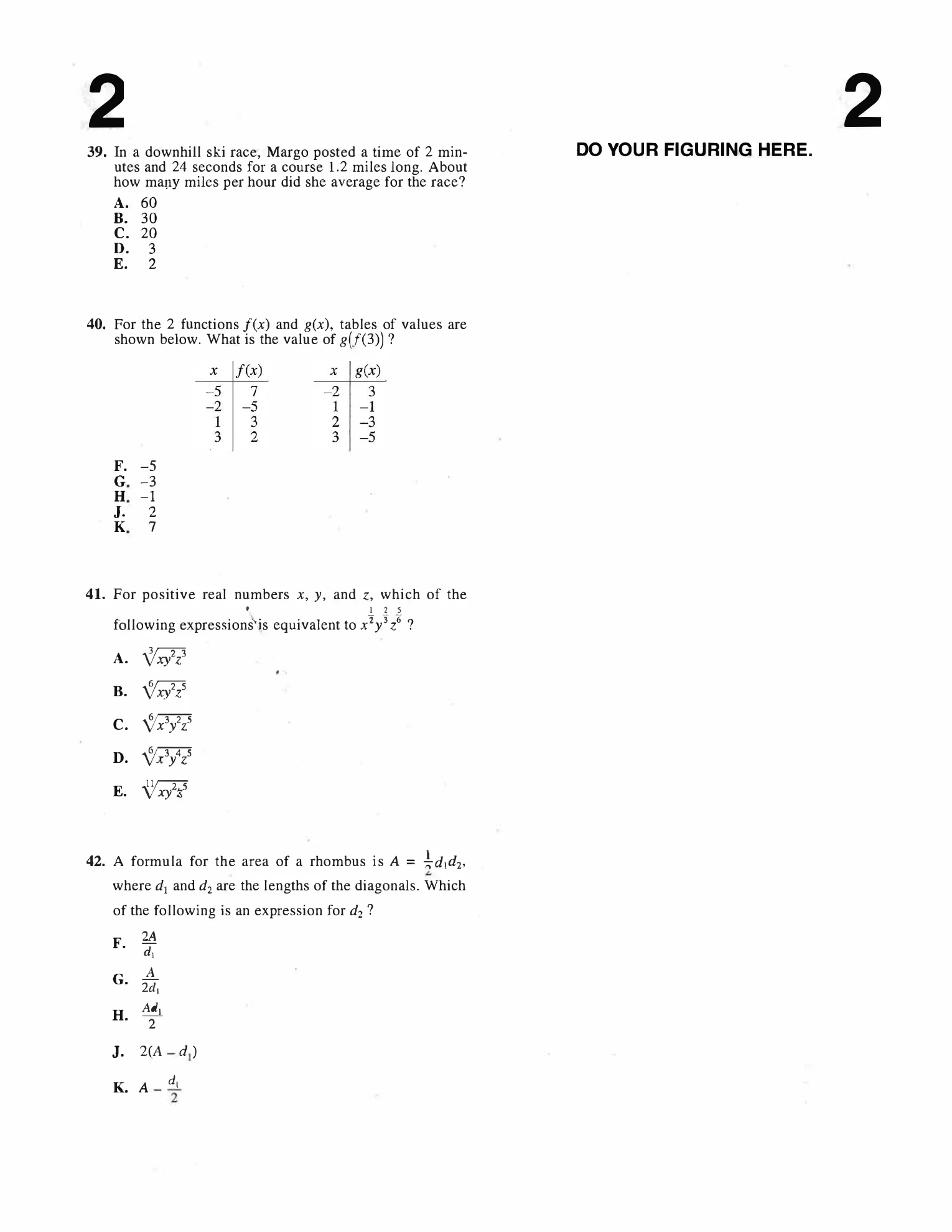 Source page for act-january-2001-form-56b-math-040