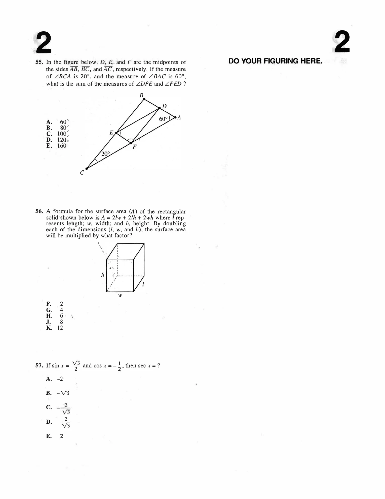 Source page for act-january-2001-form-56b-math-055