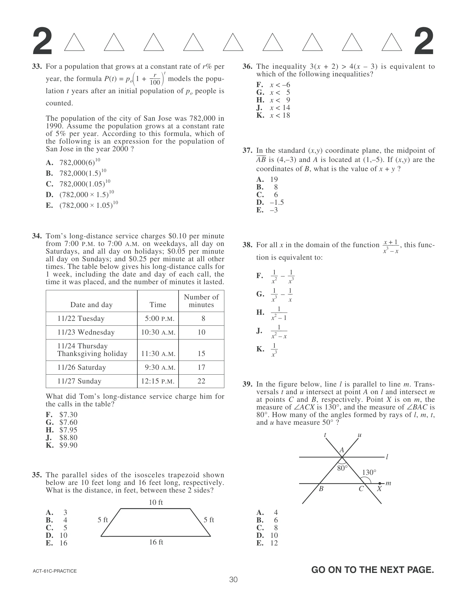 Source page for act-january-2006-form-61c-math-038