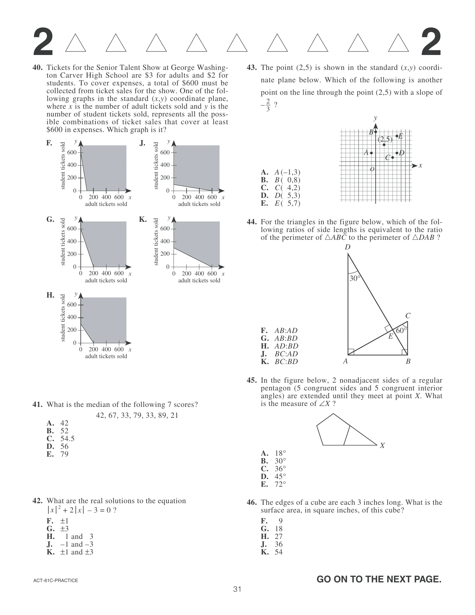 Source page for act-january-2006-form-61c-math-040