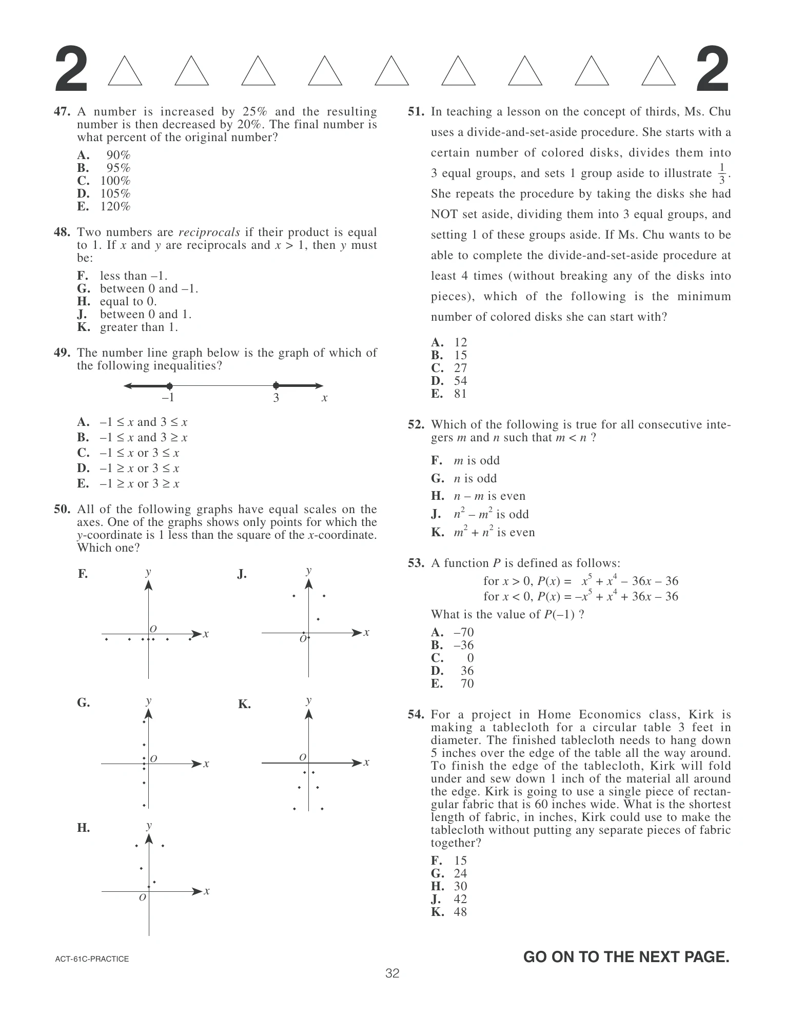 Source page for act-january-2006-form-61c-math-050