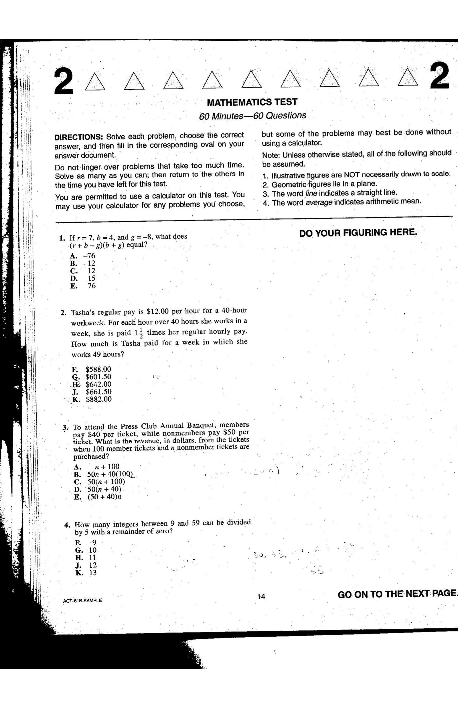 Source page for act-january-2008-form-61b-math-001
