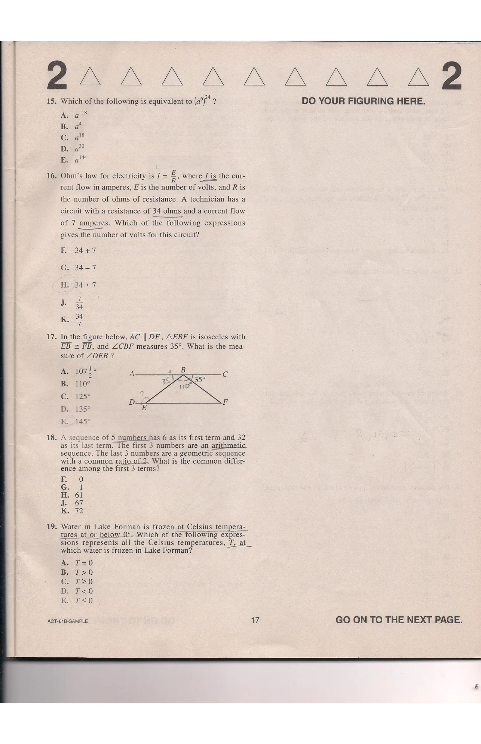Source page for act-january-2008-form-61b-math-015
