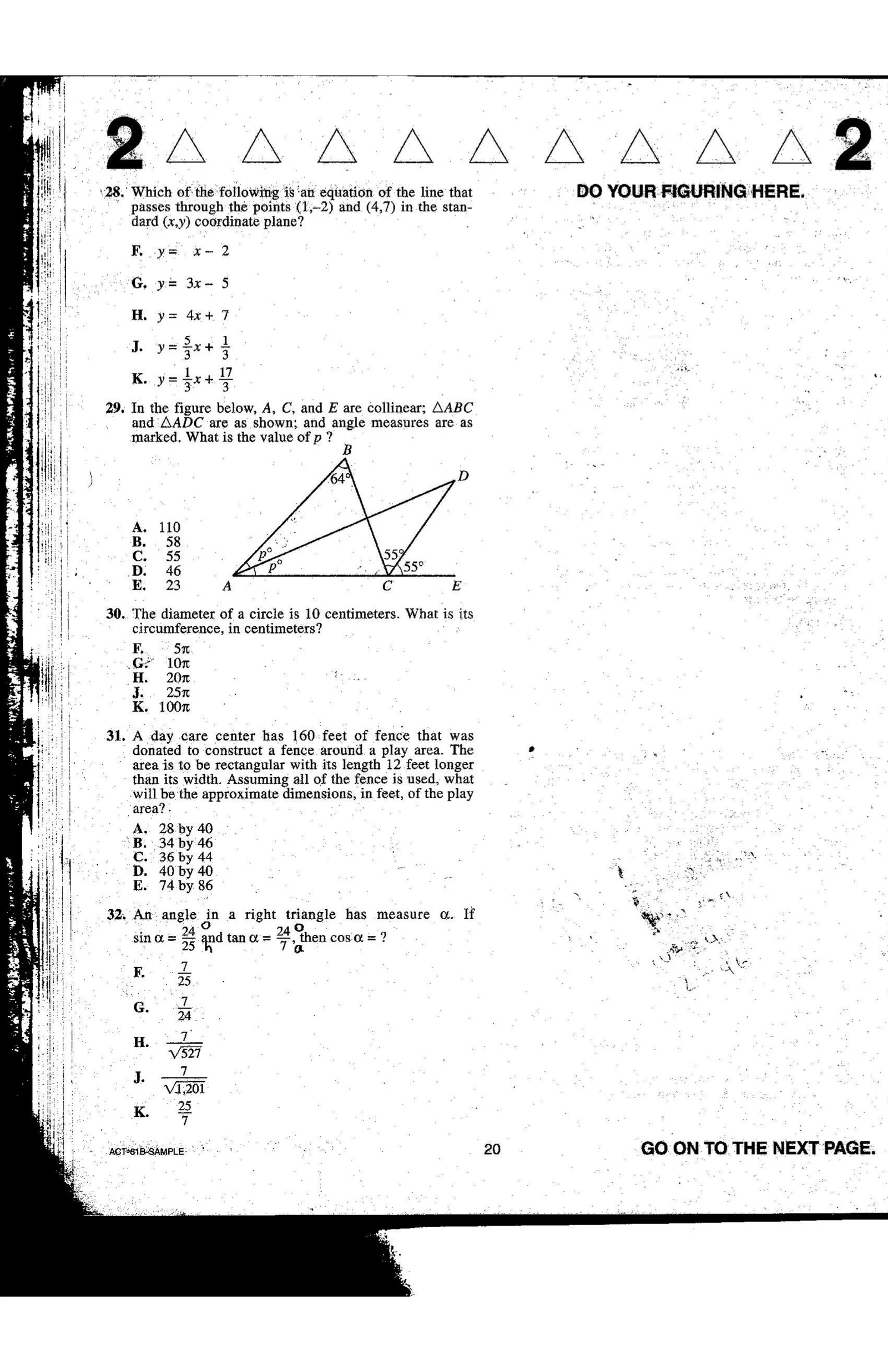Source page for act-january-2008-form-61b-math-029
