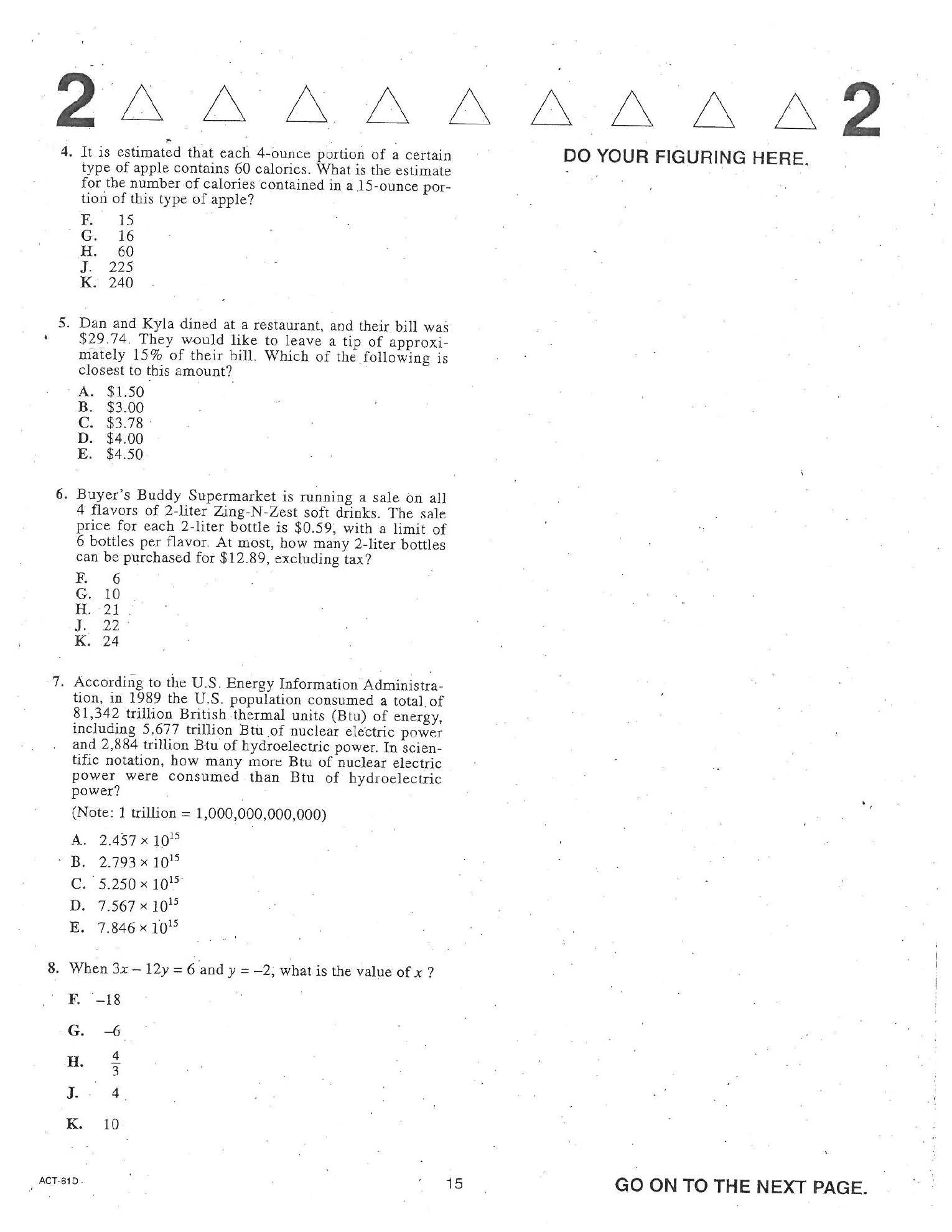 Source page for act-june-2005-form-61d-math-006