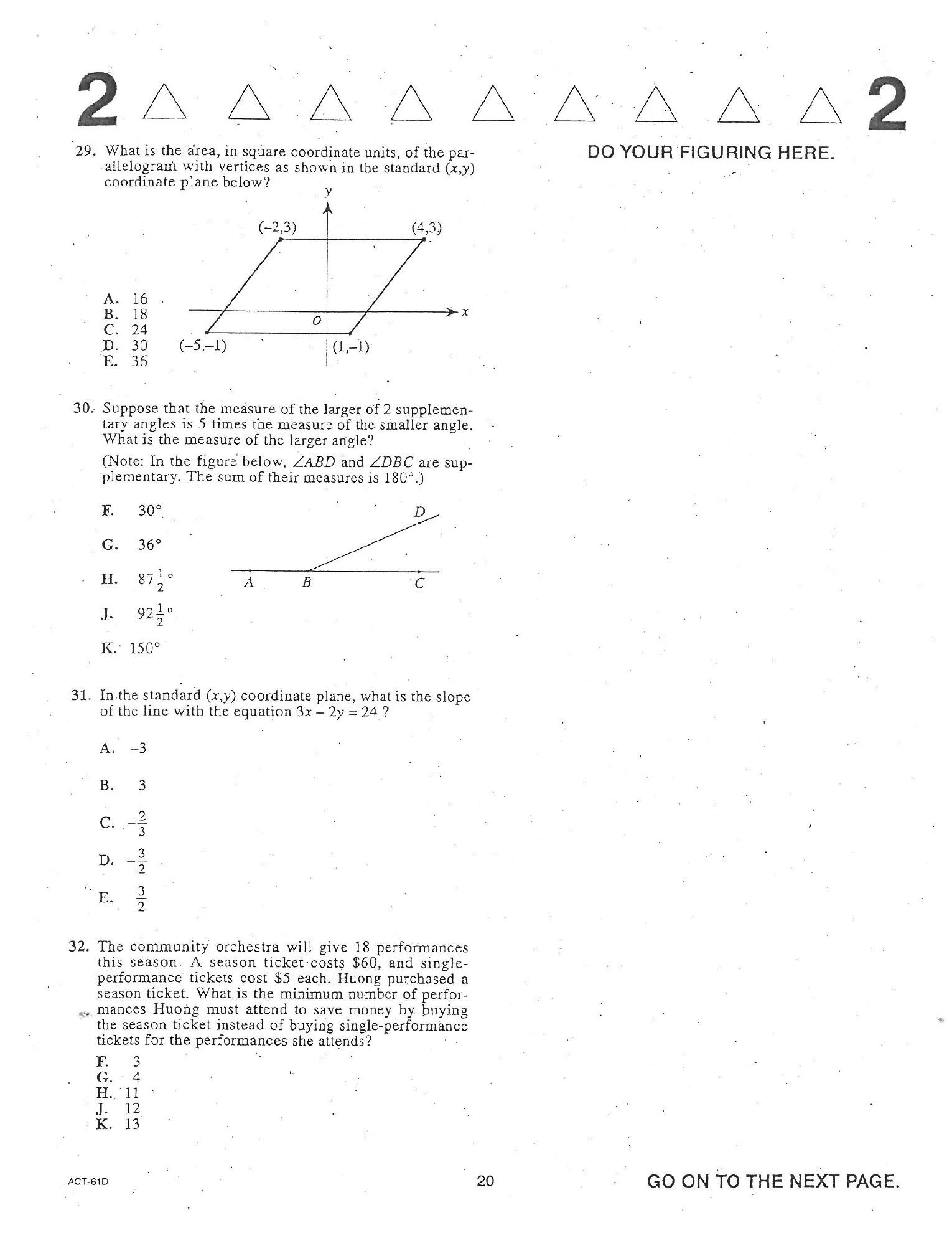 Source page for act-june-2005-form-61d-math-030