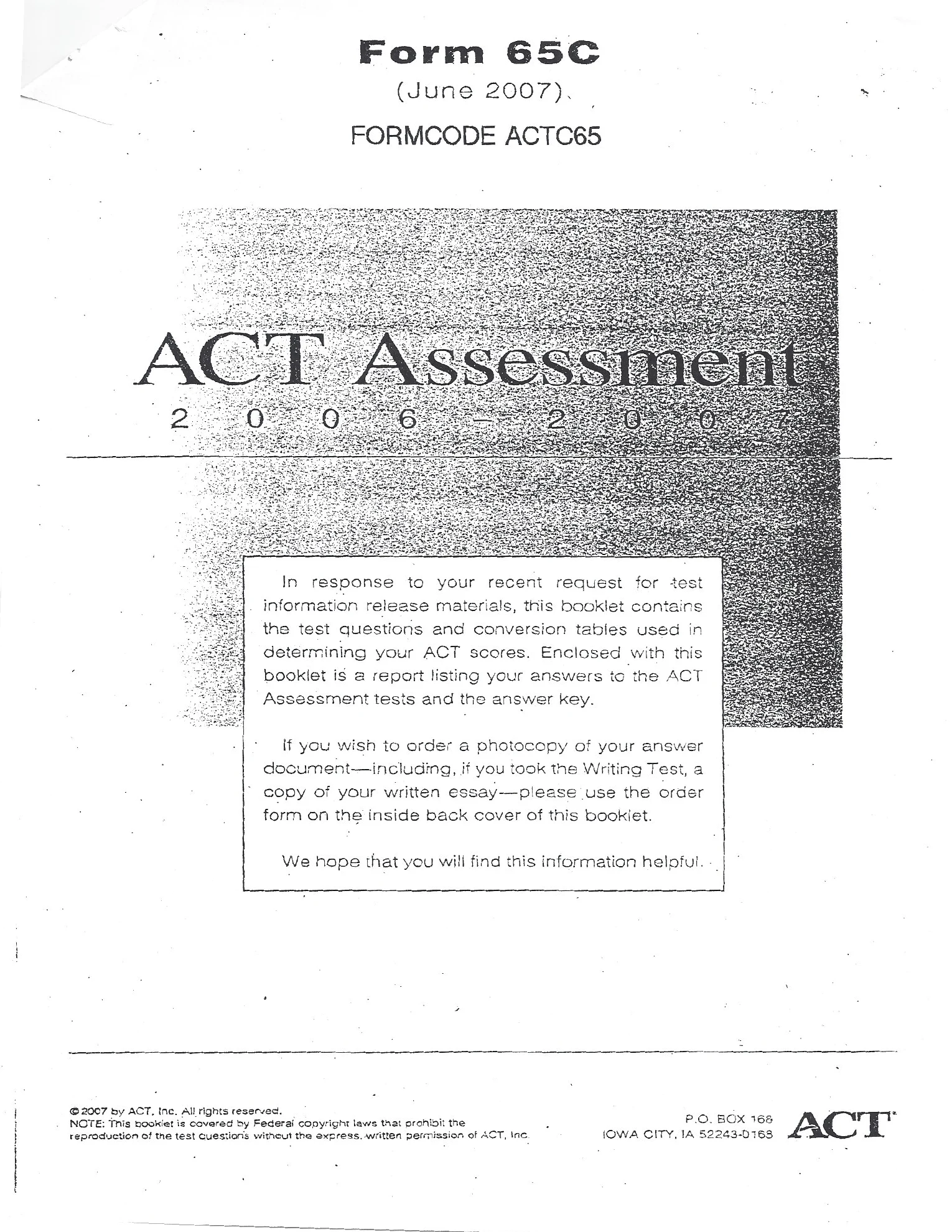 Source page for act-june-2007-form-65c-math-001
