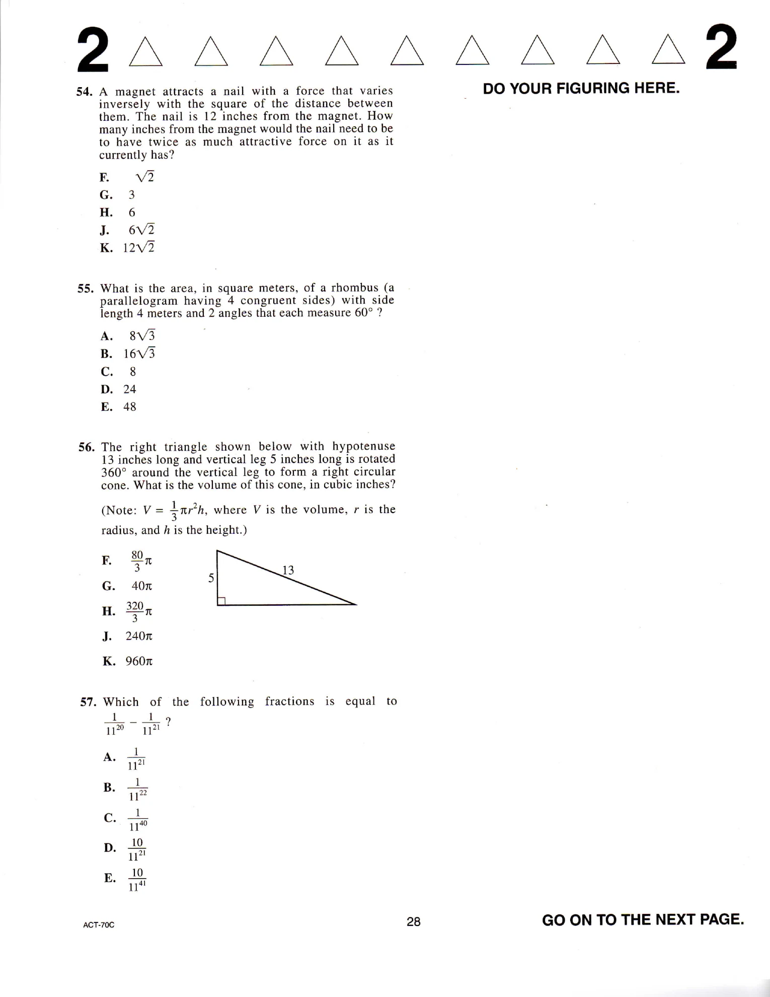 Source page for act-june-2012-form-70c-math-054