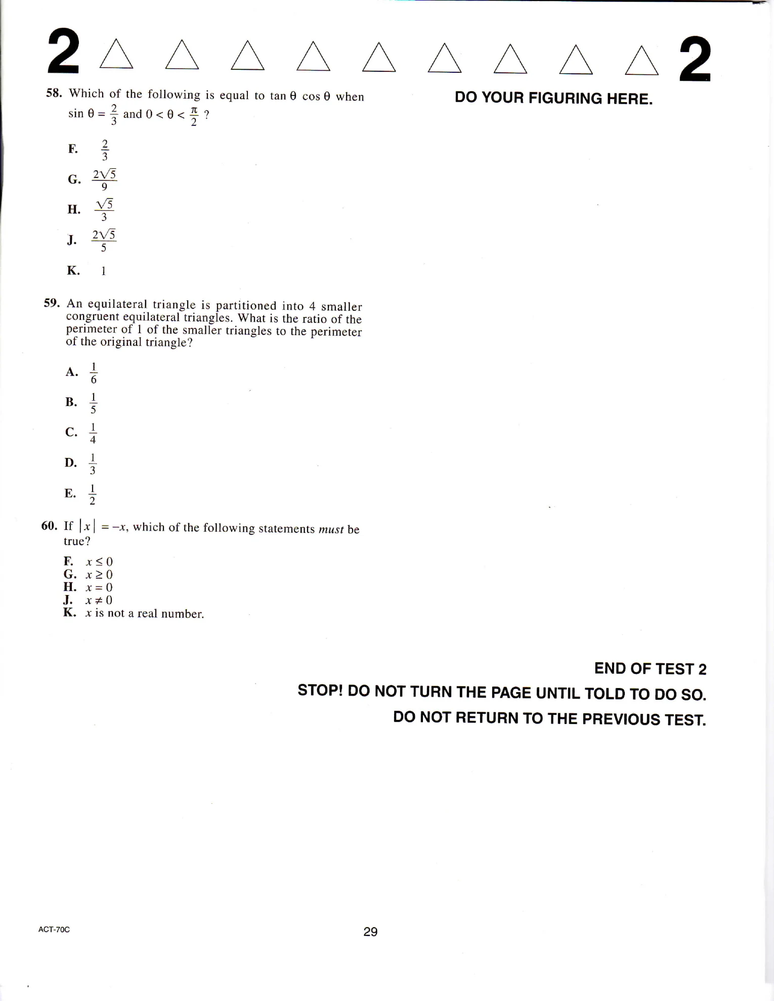 Source page for act-june-2012-form-70c-math-058