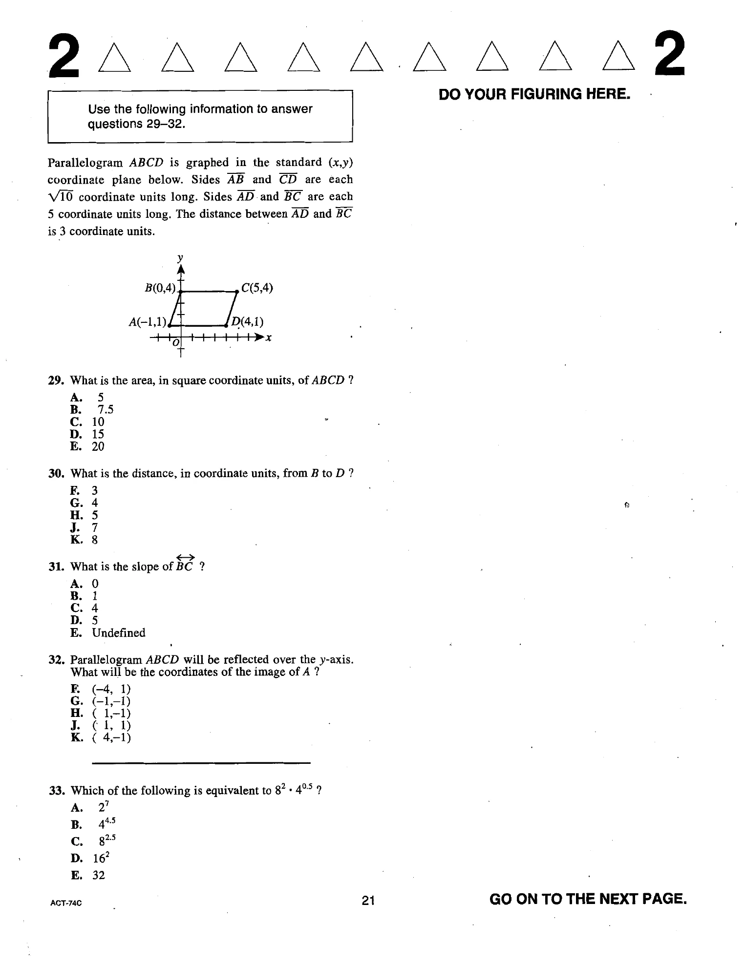 Source page for act-june-2017-form-74c-math-030
