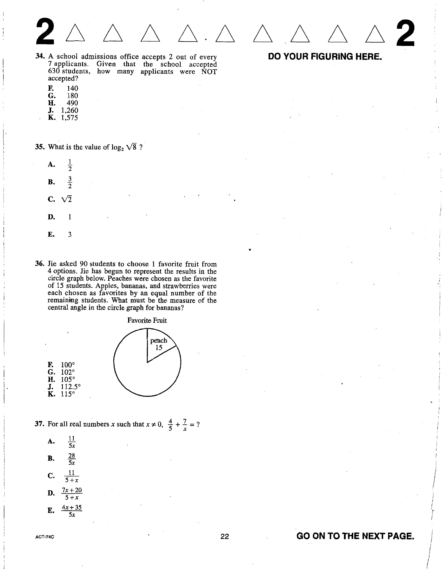 Source page for act-june-2017-form-74c-math-034