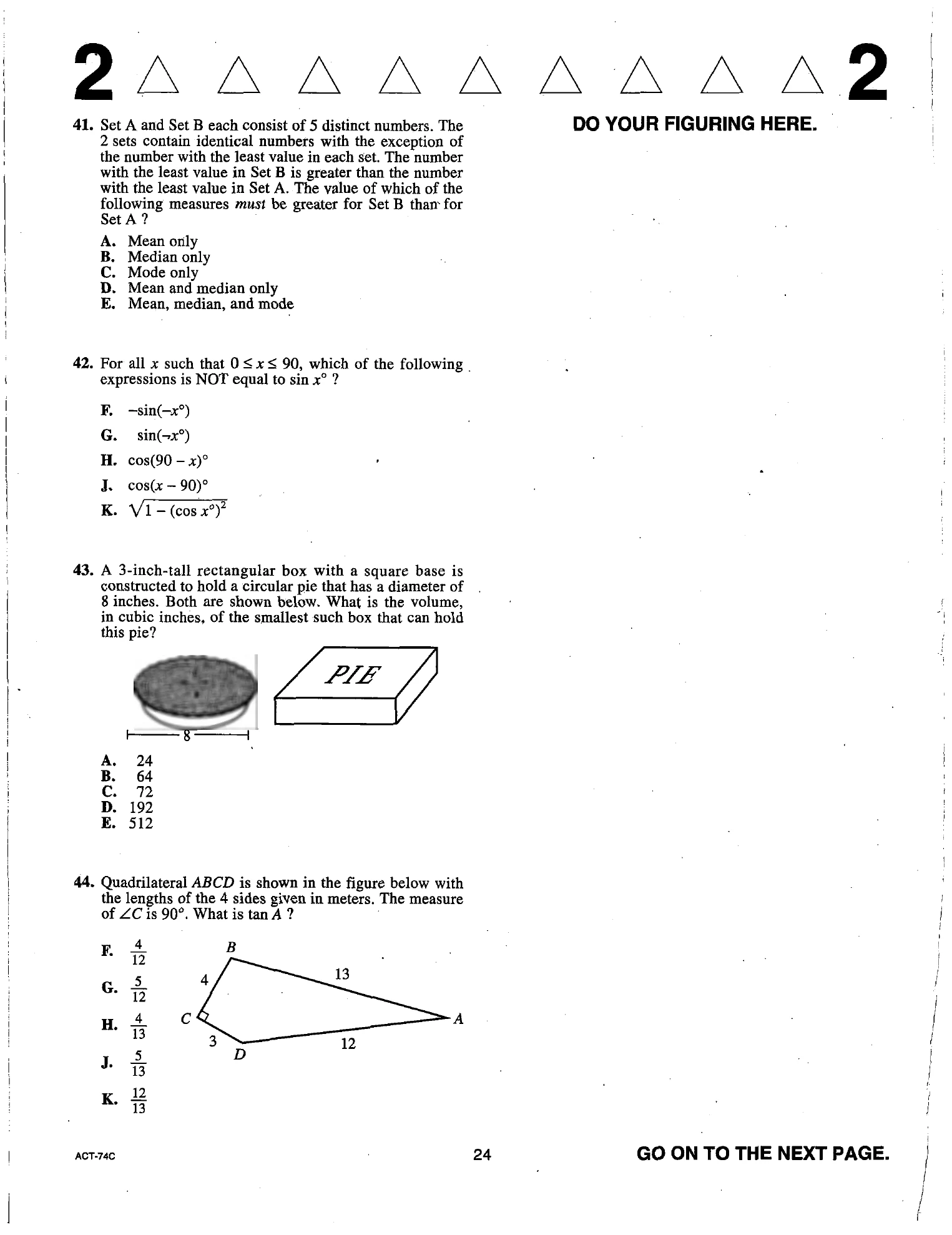 Source page for act-june-2017-form-74c-math-042