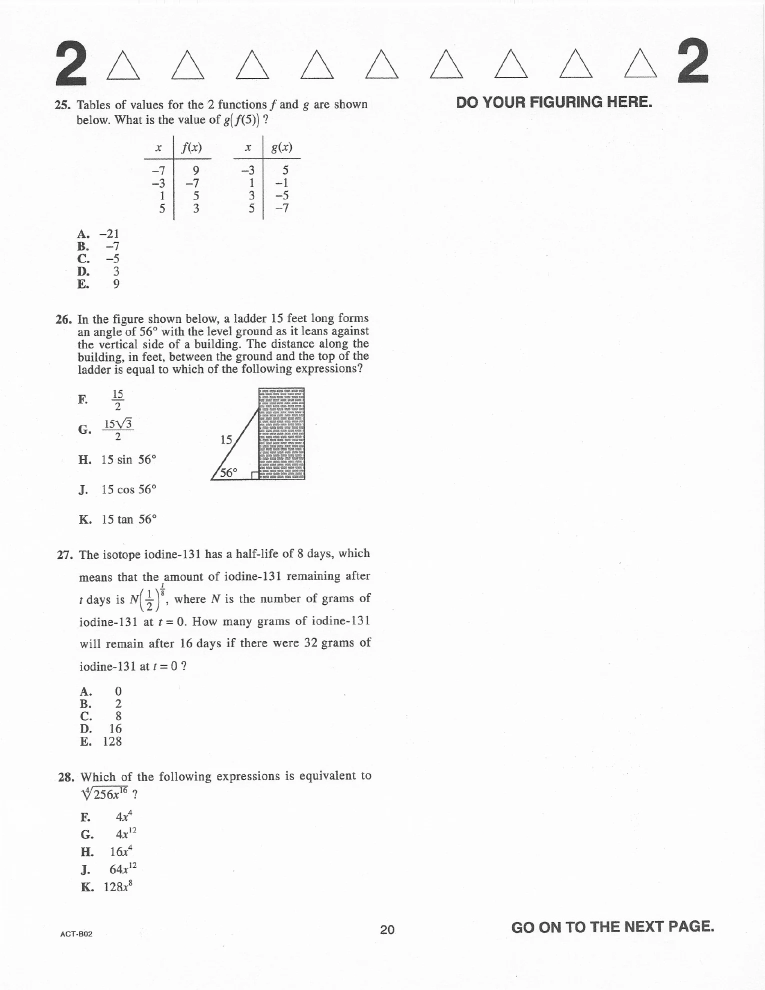Source page for act-june-2019-form-b02-math-025