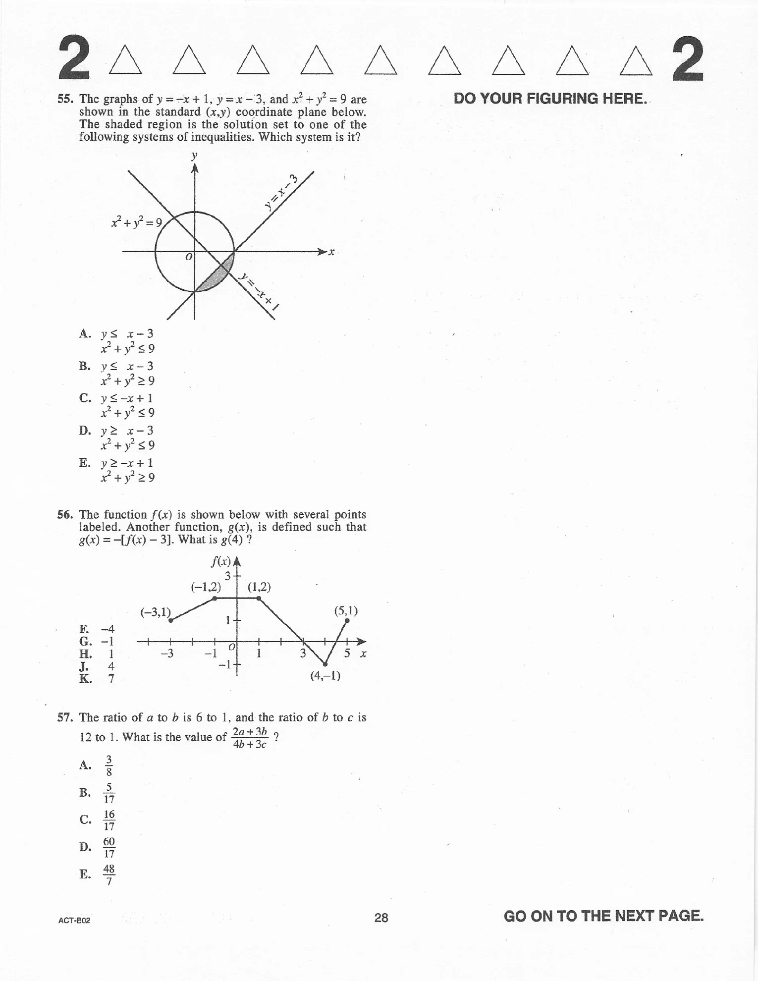 Source page for act-june-2019-form-b02-math-055