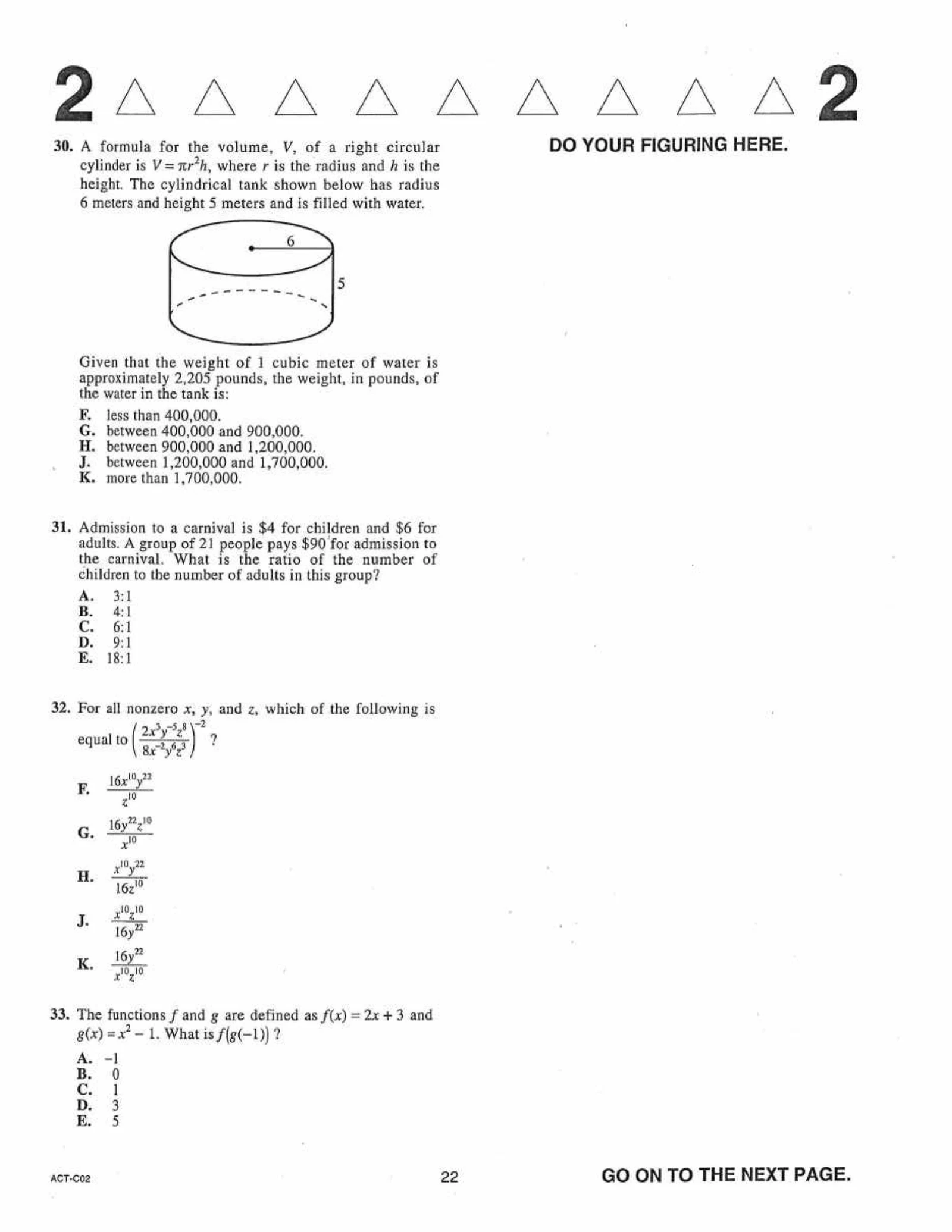 Source page for act-june-2020-form-c02-math-031