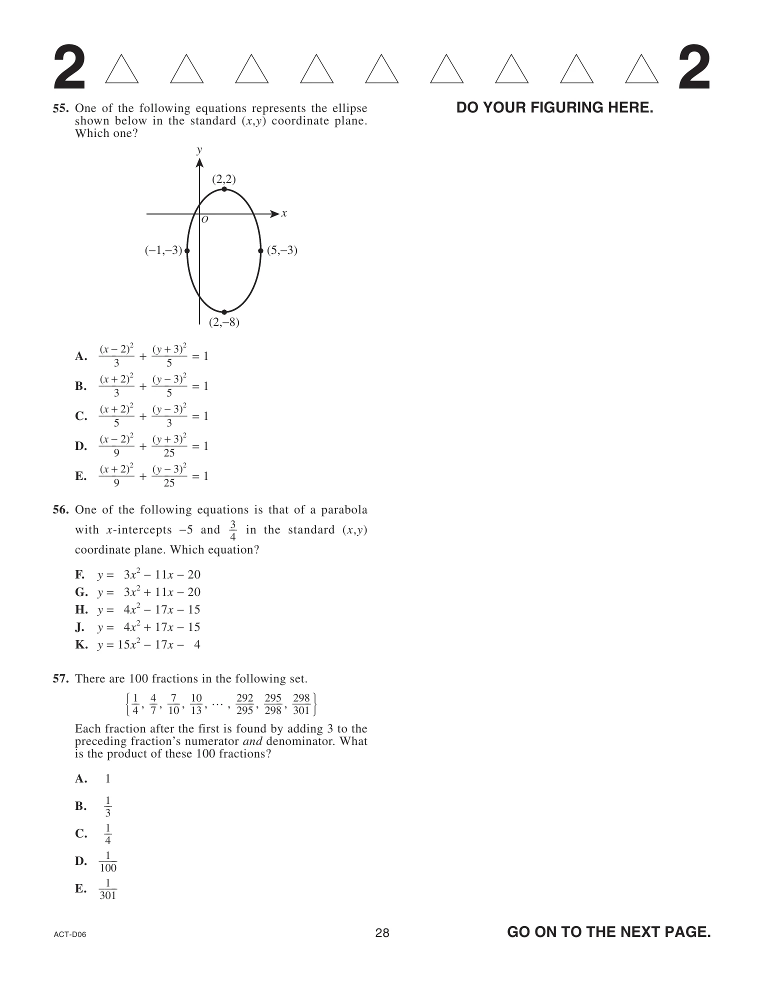 Source page for act-june-2021-form-d06-math-057