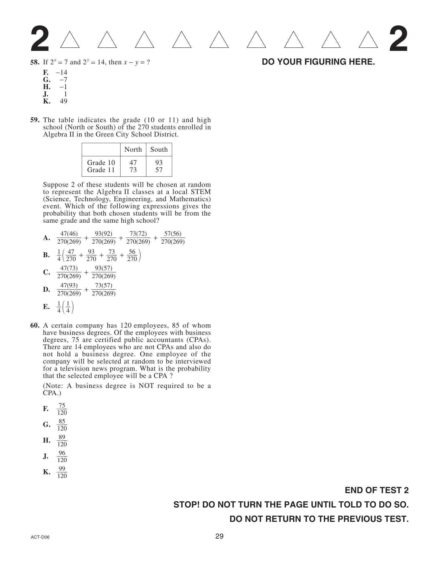 Source page for act-june-2021-form-d06-math-060