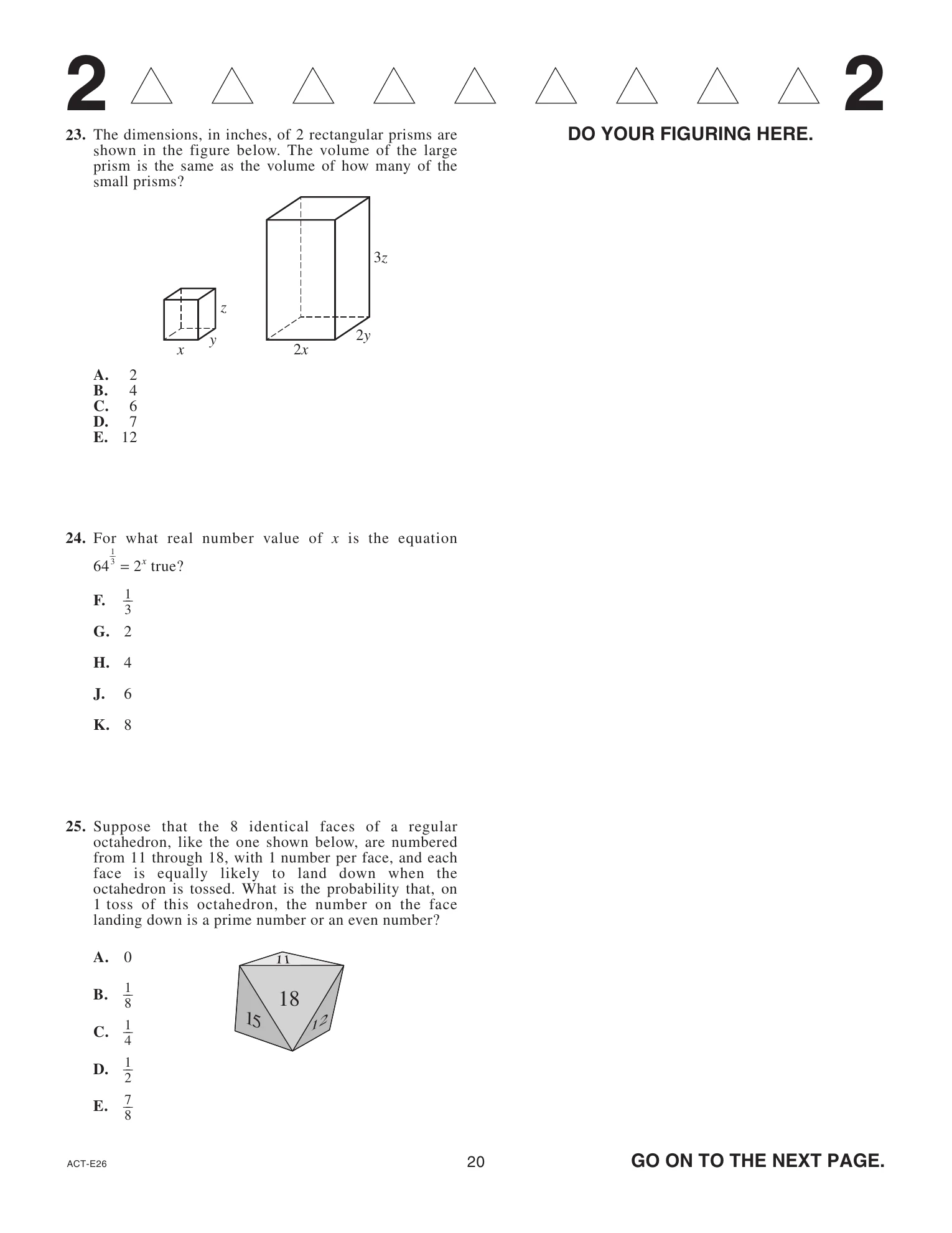 Source page for act-june-2022-form-e26-math-025