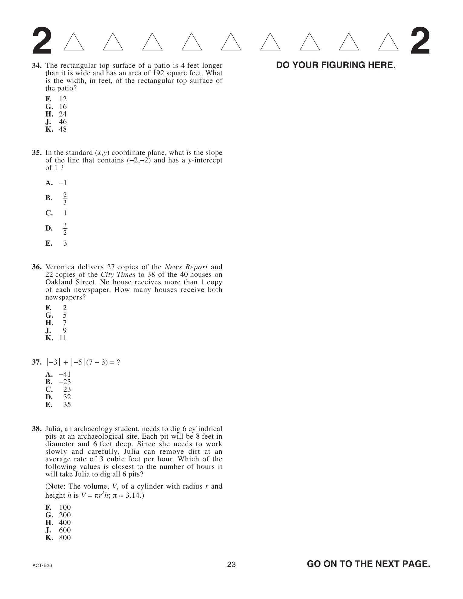 Source page for act-june-2022-form-e26-math-035