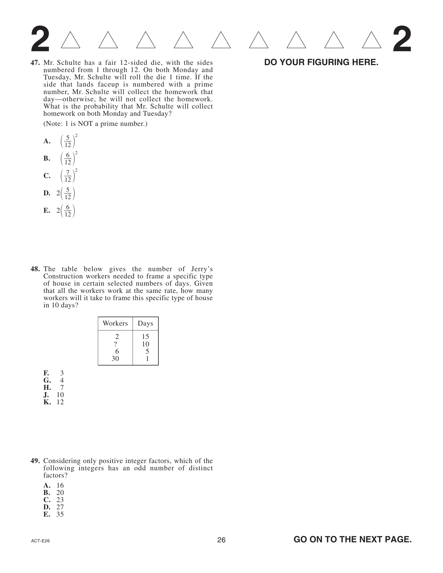 Source page for act-june-2022-form-e26-math-050