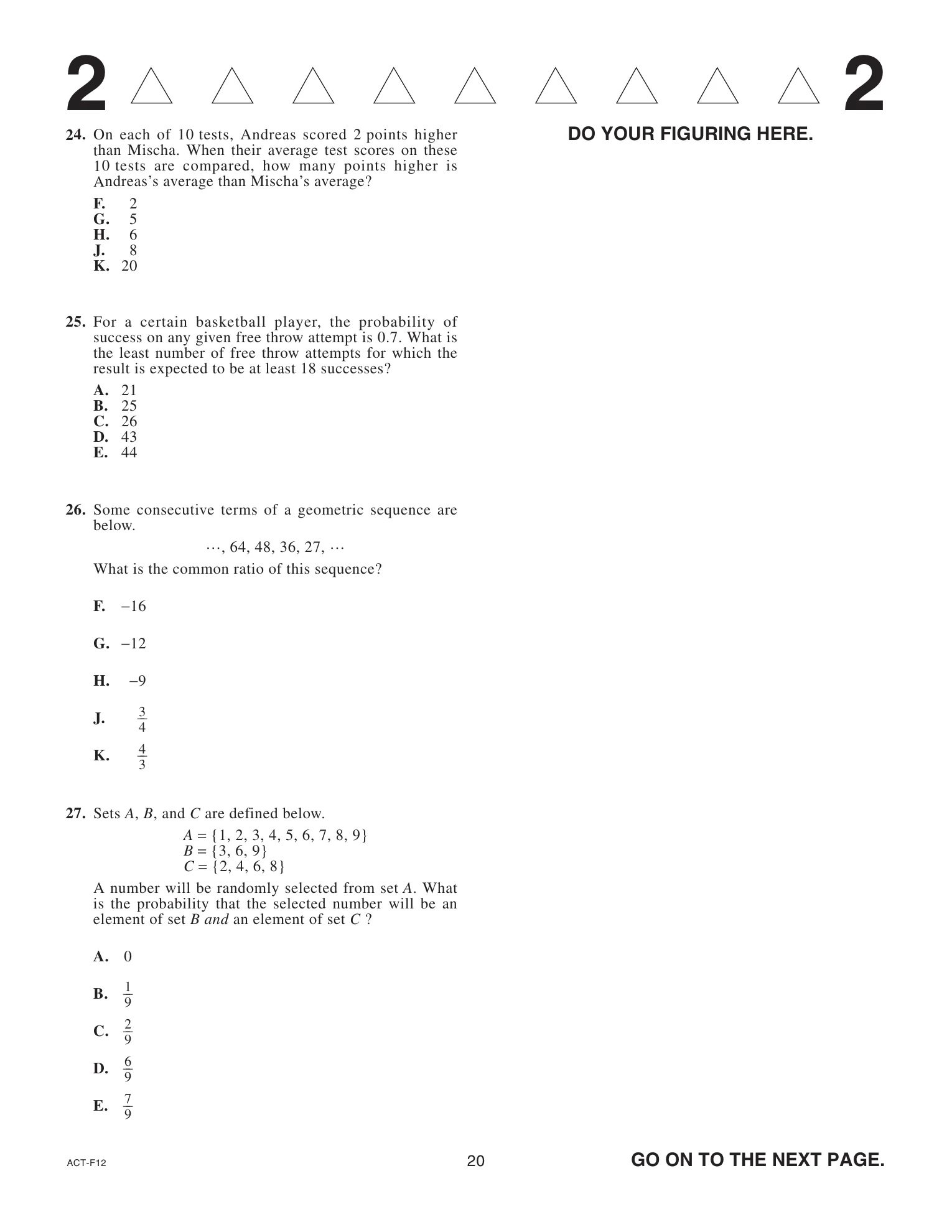 Source page for act-june-2023-form-f12-math-027