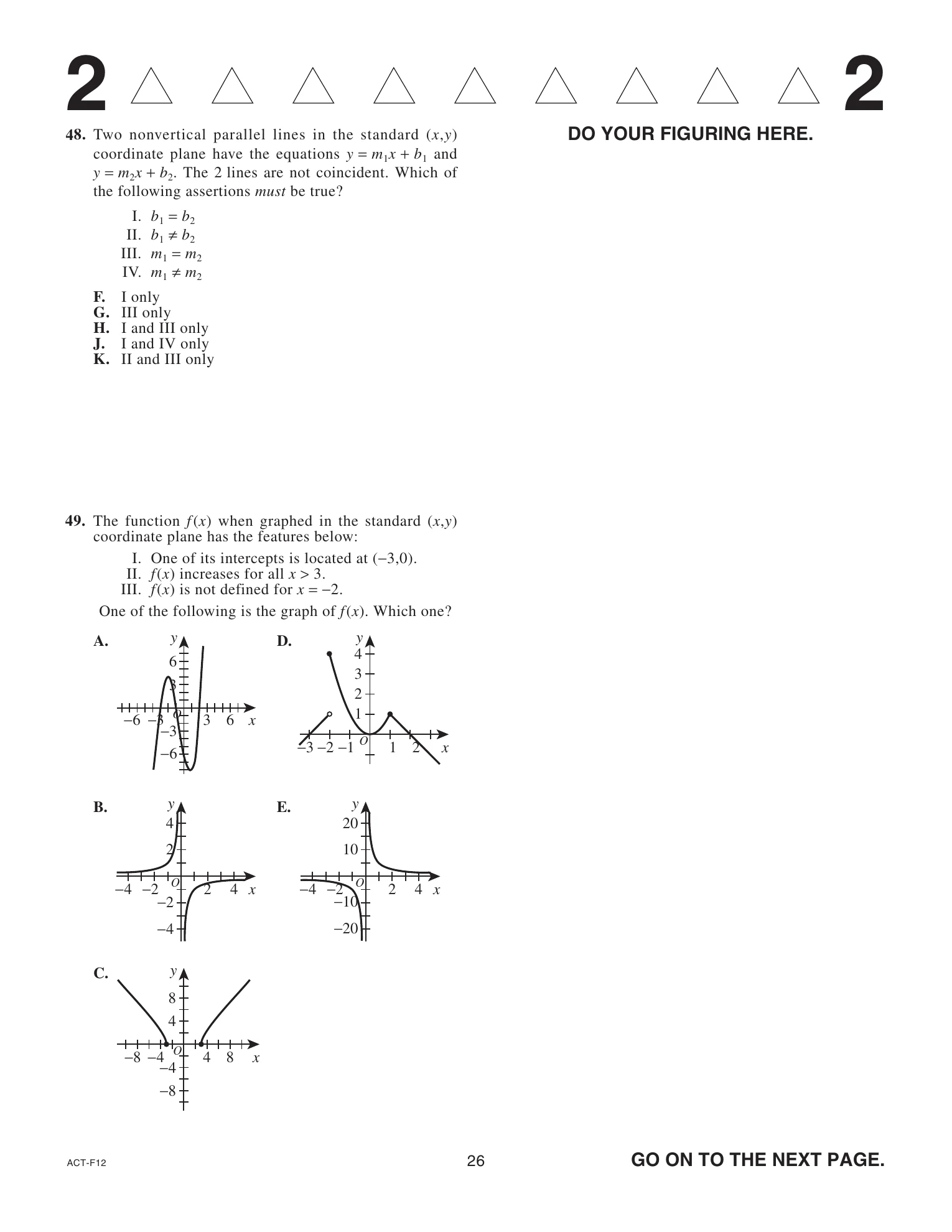 Source page for act-june-2023-form-f12-math-049