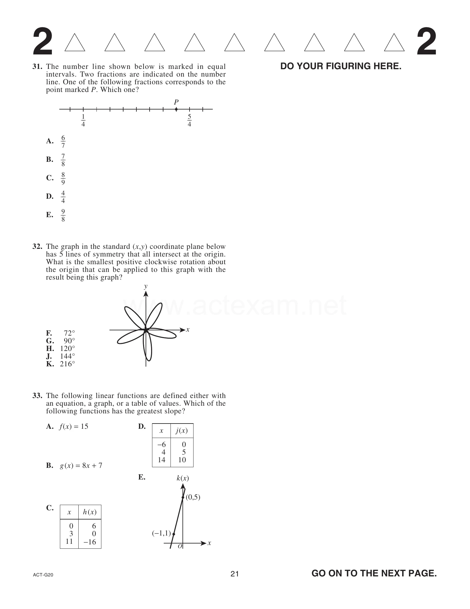 Source page for act-june-2024-form-g20-math-031