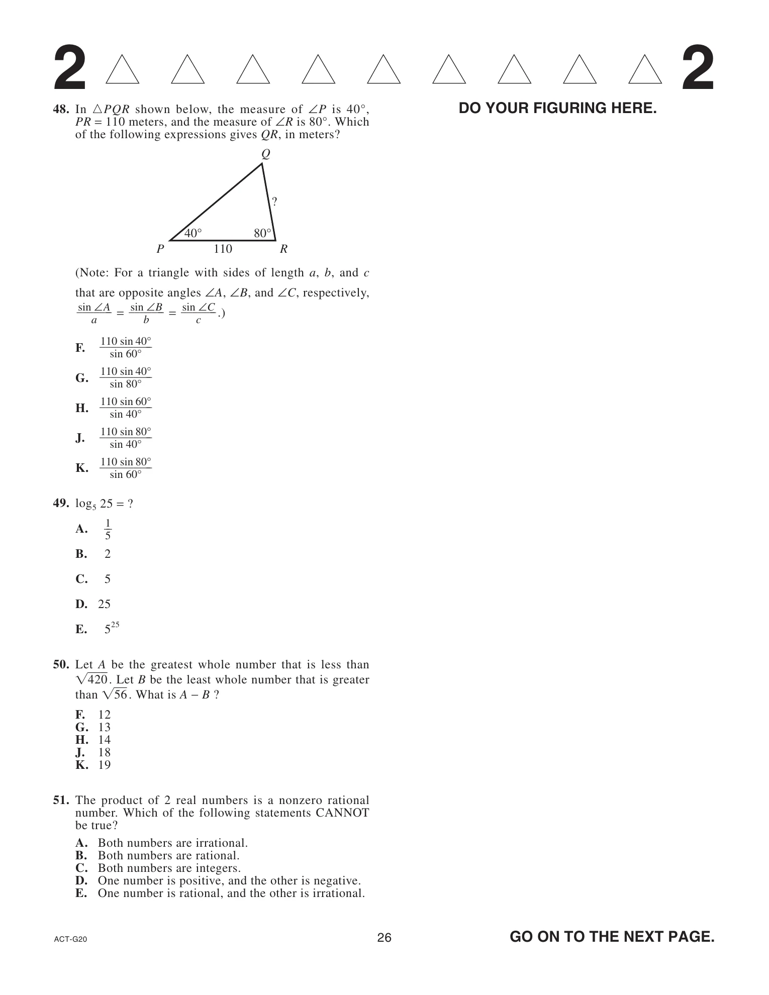 Source page for act-june-2024-form-g20-math-048