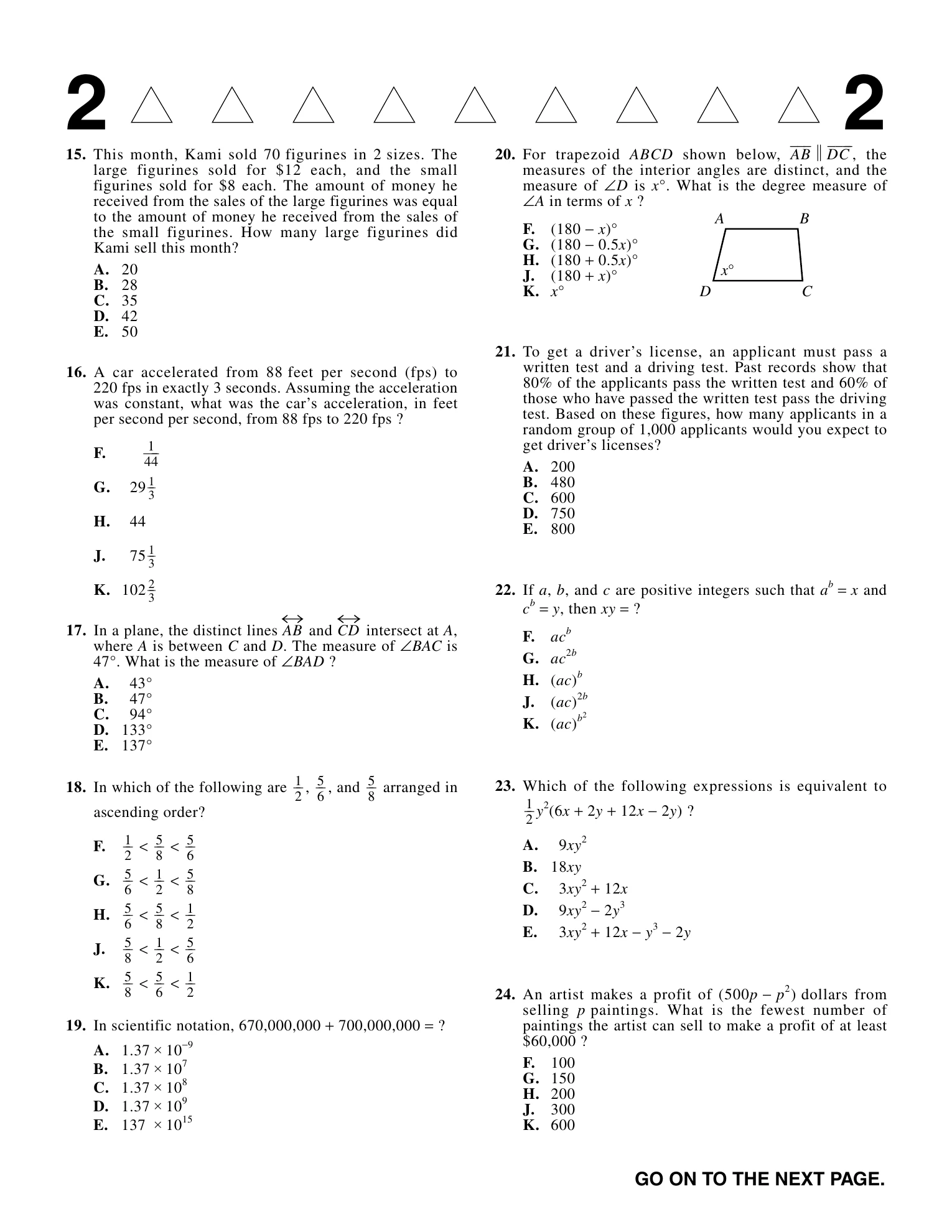 Source page for act-september-2015-form-72c-math-025