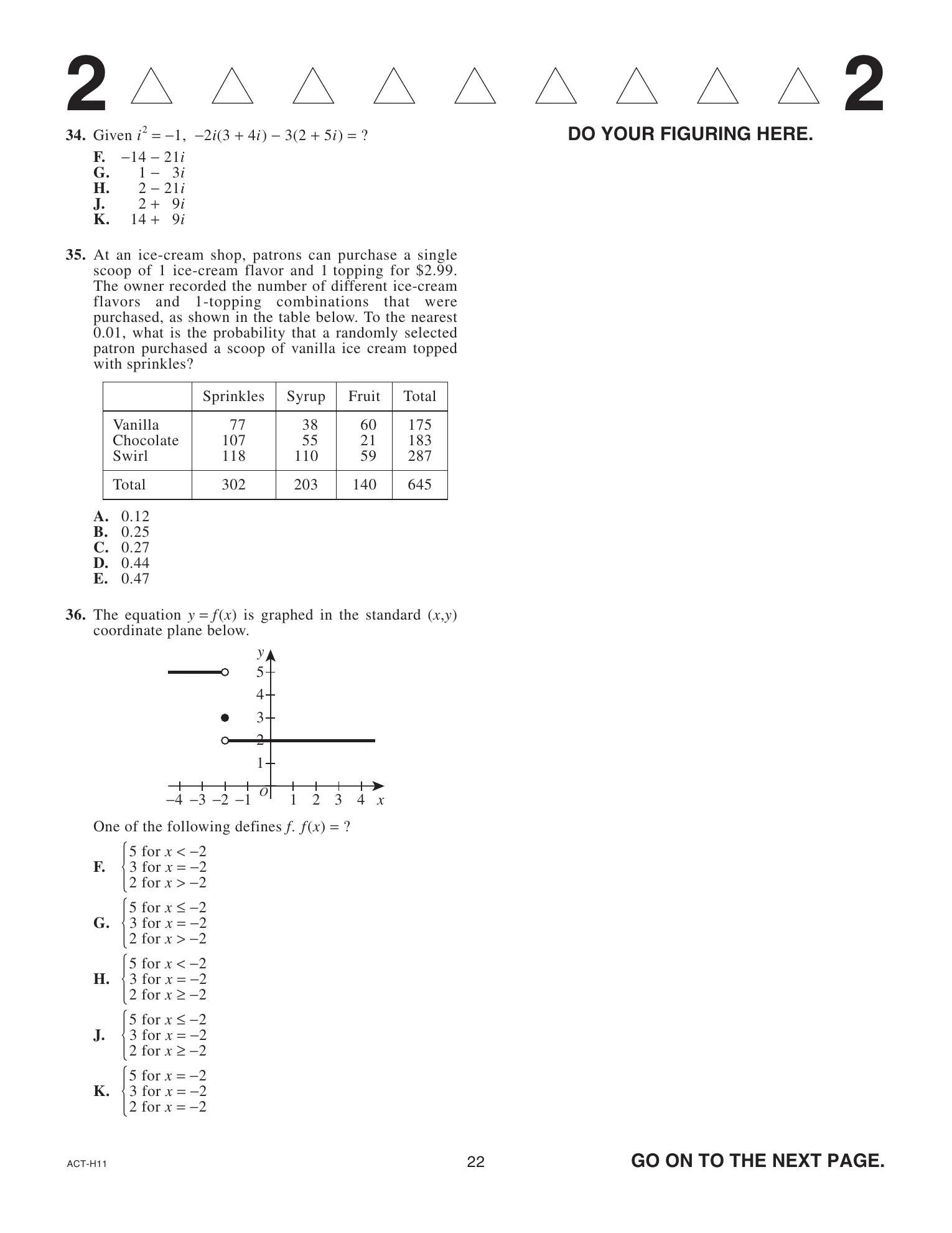 Source page for act-september-2024-form-h11-math-035