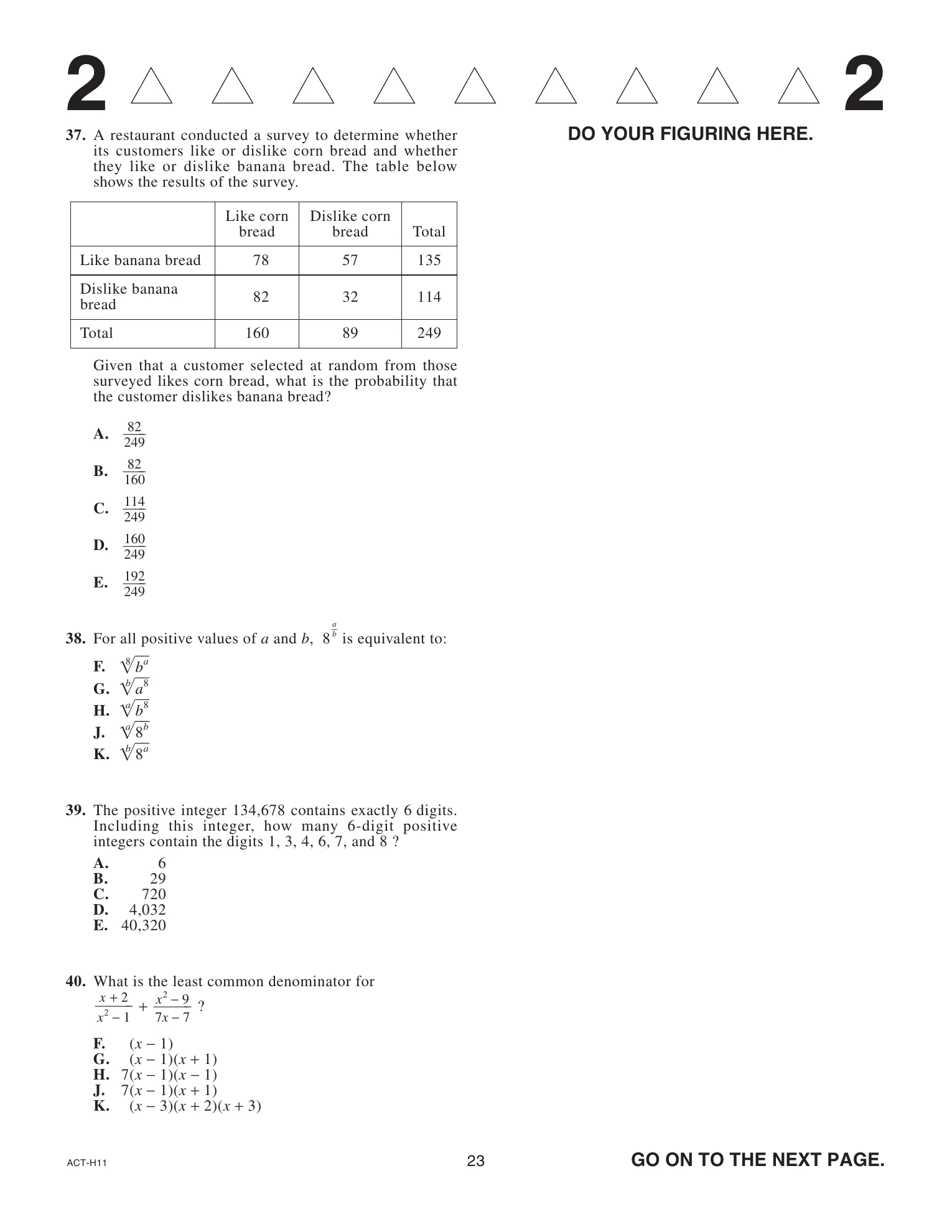 Source page for act-september-2024-form-h11-math-037